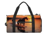 Travel Gym Duffle Bag, Sunsets Lake Horses Print Duffle Bags,womens Mens Gym Bag,gym Bags,gym Bag with Shoe Compartment, Sunsets Lake Horses, One Size
