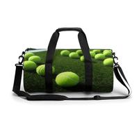 Travel Gym Duffle Bag, Tennis Balls on Tennis Grass Court Print Duffle Bags,womens Mens Gym Bag,gym Bags,gym Bag with Shoe Compartment, Tennis Balls on Tennis Grass Court, 17.7in/9in/9in