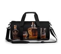 Travel Gym Duffle Bag, Whisky Beer Pictures Print Duffle Bags,womens Mens Gym Bag,gym Bags,gym Bag with Shoe Compartment, Whisky Beer Pictures, 17.7in/9in/9in