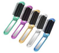 Travel Hair Brush with Mirror, 5 Pcs Multicolor Folding Compact Brush, Mini Hair Massage Comb, Styling Tools for Women - Home, Trip, Gym, Swimming (5 Colors)