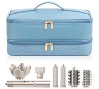 Travel Hair Dryer Case for Shark Flexstyle, Double-Layer Carrying Case for Shark Flex Style Blow Dryer, Portable Hair Tools Storage Organizer Bag for Shark Beauty Hairdryer Attchments (Misty Blue)