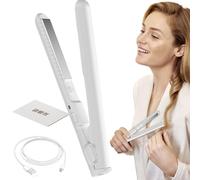 Travel Hair Straightener - 7 Inch Cordless Hair Straightener USB Charging Flat Iron Curling Compact 2 in 1 Portable Lightweight Design | Professional Hair Straightener for Women and Fill