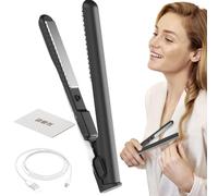 Travel Hair Straightener - 7 Inch Cordless Hair Straightener USB Charging Flat Iron Curling Compact 2 in 1 Portable Lightweight Design | Professional Hair Straightener for Women and Fill