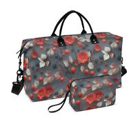 Travel Hand Bag 3d Hemlock Ruby Floral Red Gray Gym Duffel Bag with Adjustable Strap for Workout Multifunctional bolso para viajar