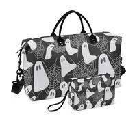 Travel Hand Bag Happy Halloween Bats Ghosts Black Travel Weekender Gear Bag Sport Training Bag with Adjustable Strap for Hiking Multifunctional, Happy Halloween166, Set Of 2, Art Deco