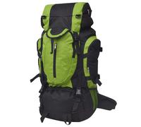 vidaXL Hiking Backpack XXL 75L Black and Green Camping Rucksack Luggage Bag