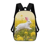 Travel Hiking Daypack Rabbit in Rape Flowers Casual Backpacks 17 Inch