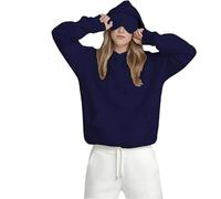 Travel Hoodie With Built In Eye Mask & Hidden Pockets, Comfort Airplane Mode Travel Hoodies Unisex Wearable Blanket(Navy Blue,L)
