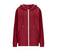 Travel Hoodie With Eye Mask And Pockets Full Zip Hooded Sweatshirts Oversized Casual Jacket Office Sleep Fleece Cosy Warm Coats Long-distance Train, Airplane Holiday 01 Red XXL