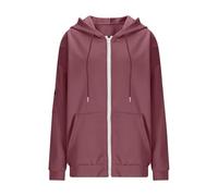 Travel Hoodie With Eye Mask And Pockets Full Zip Hooded Sweatshirts Oversized Casual Jacket Office Sleep Fleece Cosy Warm Coats Long-distance Train, Airplane Holiday 01 Wine S