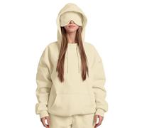 Travel Hoodie With Eye Mask Ladies Oversized Hoodies Comfort Airplane Mode Travel Hoodie With Hidden Pockets Long Sleeve Hooded Sweatshirt Autumn Winter Thermal Fleece Jackets Tops For Adults