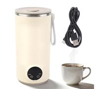 Travel Hot Water Boiler, 400ML 55°C Cordless Electric Kettle with Rotary Stirrer Portable Rechargeable Coffee Milk Tea Bottle Warmer for Milk, Tea, Coffee