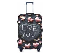 Travel I Love You Words With Hearts Luggage Cover Suitcase Protector 18-32 Inch Luggage Vacation Accessory Essentials, White, Medium, White, Medium