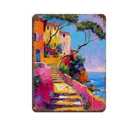 Travel Illustration French Riviera Retro Poster Metal Tin Sign Chic Art Retro Iron Painting Bar People Cave Cafe Family Garage Poster Wall Decoration 12x16inch(30x40cm)