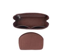 Travel Inner Felt Purse Felt Finish Lining Inner Bag Insert Bags Organizer Makeup Handbag Travel Purse Cosmetic Base Shell for Travel Makeup Organizer(Dark with Zipper,17.5x10x5cm)