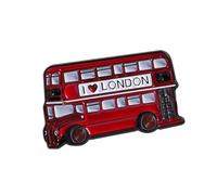 Travel Inspired Red Bus Brooch Pin Vintage Alloy Accessory for Backpack Jackets British Souvenir Jewelry Double Layer Bus Brooch