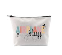 Travel is My Therapy Makeup Bag Adventure Lover Zipper Cosmetic Bag Traveler Themed Gift World-Wide Traveler Zipper Travel Bag (Airplane Stuff Bag)