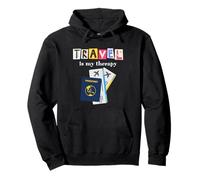 Travel Is My Therapy Traveler Passport Vacation Beach Pullover Hoodie