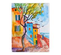 Travel Italy Rimini Colourful Seaside Houses Wall Art Print Artery8 Multi W24 inch x H32 inch