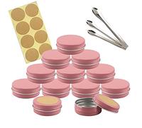 Travel Jars for Toiletries,Cosmetic Travel Containers,10 Pieces 5 ml Empty Gold Round Aluminum Tin Jars with Screw Lids Cosmetics Lip Balm Containers(Pink,60ml)