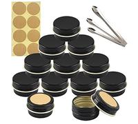 Travel Jars For Toiletries,Cosmetic Travel Containers,10 Pieces 5 ml Empty Gold Round Aluminum Tin Jars with Screw Lids Cosmetics Lip Balm Containers(Shiny Black,60ml)