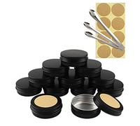 Travel Jars for Toiletries,Cosmetic Travel Containers,10 Pieces 5 ml Empty Gold Round Aluminum Tin Jars with Screw Lids Cosmetics Lip Balm Containers(Black,60ml)