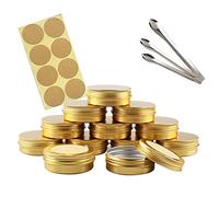 Travel Jars for Toiletries,Cosmetic Travel Containers,10 Pieces 5 ml Empty Gold Round Aluminum Tin Jars with Screw Lids Cosmetics Lip Balm Containers(Gold,60ml)