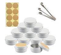 Travel Jars for Toiletries,Cosmetic Travel Containers,10 Pieces 5 ml Empty Gold Round Aluminum Tin Jars with Screw Lids Cosmetics Lip Balm Containers(White,60ml)