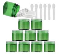 Travel Jars For Toiletries,Cosmetic Travel Containers,24 Pieces Empty 50g Brown Plastic Cosmetic Jars with Black Screw Lid Small Pot for Cosmetic(Green/Transparent,200 ml)