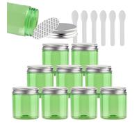 Travel Jars for Toiletries,Cosmetic Travel Containers,24 Pieces Empty 50g Brown Plastic Cosmetic Jars with Black Screw Lid Small Pot for Cosmetic(Green/Silver,250 ml)