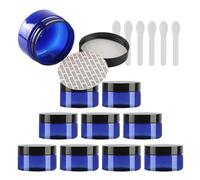 Travel Jars for Toiletries,Cosmetic Travel Containers,24 Pieces Empty 50g Brown Plastic Cosmetic Jars with Black Screw Lid Small Pot for Cosmetic(Blue/Black,80 ml)