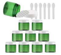 Travel Jars for Toiletries,Cosmetic Travel Containers,24 Pieces Empty 50g Brown Plastic Cosmetic Jars with Black Screw Lid Small Pot for Cosmetic(Green/White,100 ml)