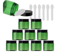 Travel Jars For Toiletries,Cosmetic Travel Containers,24 Pieces Empty 50g Brown Plastic Cosmetic Jars with Black Screw Lid Small Pot for Cosmetic(Green/Black,100 ml)