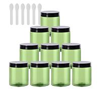 Travel Jars for Toiletries,Cosmetic Travel Containers,24 Pieces Empty 50ml Green Plastic Cosmetic Jars with Black Screw Lid 50g Small Pot(Green,100ml)