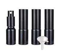 Travel Jars for Toiletries,Cosmetic Travel Containers,4 Pieces Empty 30ml Black Glass Spray Bottle, Fine Mist Spray Bottles with Black Sprayer(Black,10ml)