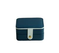 Travel Jewellery Box Portable Jewelry Casket Packaging Box Makeup Organizer For Exquisite Cosmetic Beauty Case Container(Deep Blue)