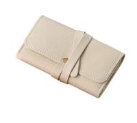 Travel Jewellery Pouch Roll Up Jewelry Storage Bag Portable Foldable Earrings Display Pouch Handheld Packaging Organizer Necklaces(White)