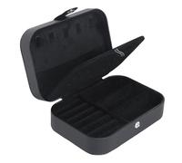 Travel Jewelry Box, Small Jewelry Organizer Boxes for Women Girls, 2 Layer Travel Jewlery Case, PU Leather Mini Portable Jewerly Storage Display Holder for Earrings, Ring, Necklaces, Bracelets - Black