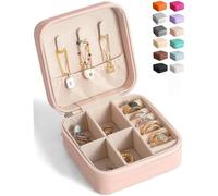 Travel Jewelry Case Small Jewelry Box Mini Travel Essentials for Women, Travel Jewelry Organizer, Bridesmaid Gifts Bridesmaid Proposal Gifts for Women Her, Travel Accessories to Store(1pc pink peach)