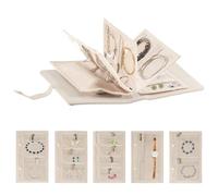 Travel Jewelry Organiser Large Portable Jewelry Storage Roll Case Foldable Earring Storage Book with 5pcs Transparent Pouches & Ring Binder for Necklaces Bracelets Rings Earrings Watches Women