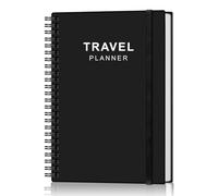 Travel Journal for Women & Men, Vacation & Road Trip Planner Organizer, Travel Notebook for 6 Trips, Trip Planner Gift to Record Memories and Adventures from Special Trips, 5.8" x 8.5", Black