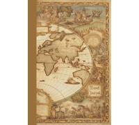 Travel Journal: Vintage World Map Theme, 120 Page Blank Lined Notebook for Adventurers, 6 x 9 Inch Antique Style Diary with Cream Paper