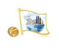 travel journey amemount plane Golden Metal Flag Lapel Pin Badge