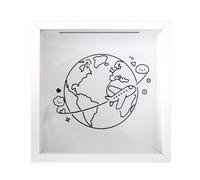 Travel Keepsake Box, Space Theme Storage Frame, 12 Inch Top Loading Memory Box with Transparent Lid, Decorative Wooden Frame with Sex Function