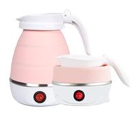 Travel Kettle Electric Small Foldable Portable Kettle,Silicone Collapsible Heating Water Boiler Tea Pot for Camping,Easy for Storage with Separable Power Cord (Pink)