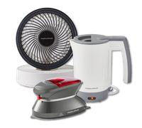 Travel Kettle, Travel Iron and White Air Flex 6” Portable Oscillating USB Fan Set