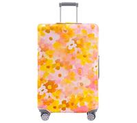 TRAVEL KIN Luggage Cover Washable Suitcase Protector Anti-scratch Suitcase cover Fits 18-32 Inch Luggage, Orange Floral, M(22-25inch suitcase)