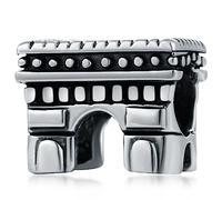 Travel Landmark Series Charms fit European Bracelet, 925 Sterling Silver Las Vegas White House Temple Castle Italian Horn Statue of Liberty Big Ben Egyptian Pyramid Beads, Gifts for Vacation/Family
