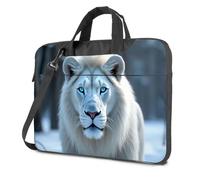 Travel Laptop Backpack A Majestic White Lion With Striking Blue Eyes Stands In A Snowy Forest Laptop Bag Black Bag Laptop Carrying Case(26x36cm)