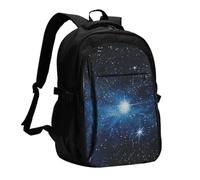 Travel Laptop Backpack Business Rucksack Work Bag with USB Charging Port | Blue Shining Star Printed Computer Rucksack 15.6 Inch School Bags For Men Women Business Work